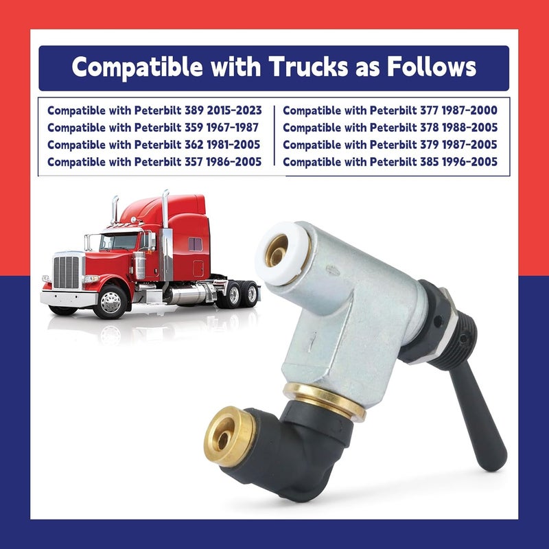 Dusledel BA14500 Big Rig Air Toggle Switch Compatible with Peterbilt Truck Pneumatic Control Valve, 90-Degree Zinc-Plated Finish - Image 3